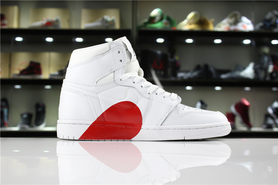 2018 Air Jordan 1 Retro Red Lover Heart All White - Click Image to Close